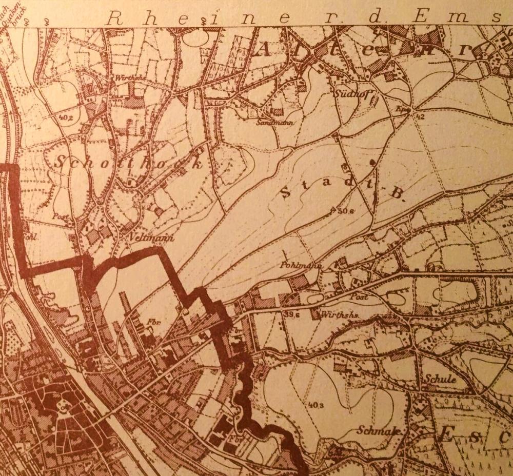 Rheine rechts der Ems, hist. Karte von 1897 (wikipedia)